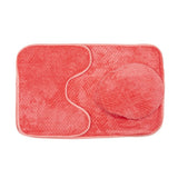 Luxe Cashmere Coral Pink 3 Piece Bathroom Mats Set (L-80 x W-50 cms)