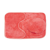 Luxe Cashmere Coral Pink 3 Piece Bathroom Mats Set (L-80 x W-50 cms)