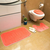 Luxe Cashmere Coral Pink 3 Piece Bathroom Mats Set (L-80 x W-50 cms)