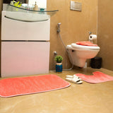 Luxe Cashmere Coral Pink 3 Piece Bathroom Mats Set (L-80 x W-50 cms)