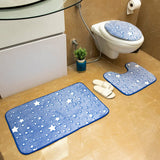 Luminous Luxe Glow In Dark Stars 3 Piece Bathroom Mats Set (L-80 x W-50 cms) - Blue