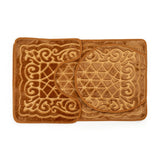 Luxe Classic Rashe Emboss 3 Piece Bathroom Mats Set (L-80 x W-50 cms) - Gold- Brown