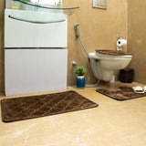 Luxe Classic Rashe Emboss 3 Piece Bathroom Mats Set (L-80 x W-50 cms) - Chocolate Brown