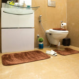 Luxe Chanille Shorthair 3 Piece Bathroom Mats Set (L-80 x W-50 cms) - Brown
