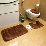 Luxe Chanille Shorthair 3 Piece Bathroom Mats Set (L-80 x W-50 cms) - Brown