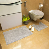 Luxe Chanille Shorthair 3 Piece Bathroom Mats Set (L-80 x W-50 cms) - Gray