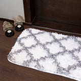 Elegance White & Gray Floor & Bath Mat with Filament Print (L-80 x W-50 cms)