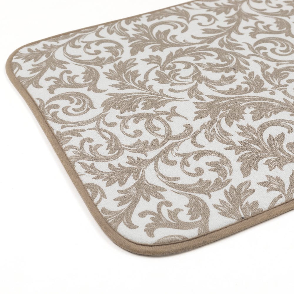Elegance 2-Tone Fawn Floor + Bath Mat - Pheonix Tail (L-80 x W-50 cms)