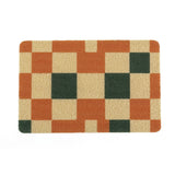 Elegance Microfibre Multicolor Orange Grid Floor + Bath Mat (L-58 x W-38 cms)