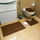 Luxe Cashmere Brown 3 Piece Bathroom Mats Set (L-80 x W-50 cms)