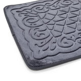 Luxe Classic Rashe Emboss 3 Piece Bathroom Mats Set (L-80 x W-50 cms) - Oxford Gray