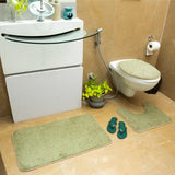 Luxe Weed Green Snow Fleece 3 Piece Bathroom Mats Set (L-80 x W-50 cms)