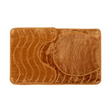 Luxe Waves Rashe Emboss 3 Piece Bathroom Mats Set (L-80 x W-50 cms) Gold-Brown