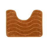 Luxe Waves Rashe Emboss 3 Piece Bathroom Mats Set (L-80 x W-50 cms) Gold-Brown