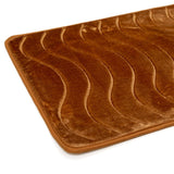Luxe Waves Rashe Emboss 3 Piece Bathroom Mats Set (L-80 x W-50 cms) Gold-Brown