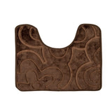 Luxe Flowers Rashe Emboss 3 Piece Bathroom Mats Set (L-80 x W-50 cms) - Chocolate Brown