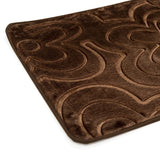 Luxe Flowers Rashe Emboss 3 Piece Bathroom Mats Set (L-80 x W-50 cms) - Chocolate Brown