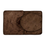 Luxe Circles Rashe Emboss 3 Piece Bathroom Mats Set (L-80 x W-50 cms) - Chocolate Brown