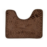 Luxe Circles Rashe Emboss 3 Piece Bathroom Mats Set (L-80 x W-50 cms) - Chocolate Brown