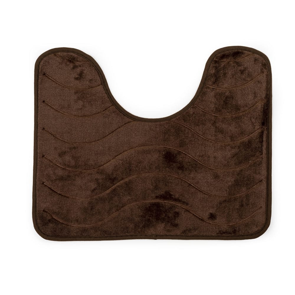 Luxe Waves Rashe Emboss 3 Piece Bathroom Mats Set (L-80 x W-50 cms) - Chocolate Brown