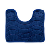 Luxe Waves Rashe Emboss 3 Piece Bathroom Mats Set (L-80 x W-50 cms) - Cobalt Blue