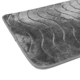 Luxe Waves Rashe Emboss 3 Piece Bathroom Mats Set (L-80 x W-50 cms) - Oxford Gray