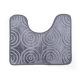 Luxe Circles Rashe Emboss 3 Piece Bathroom Mats Set (L-80 x W-50 cms) - Oxford Gray