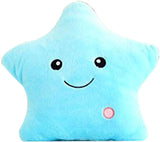 Illuminating 7 Color LED Light Smiling Star Plush Pillow (Blue)