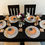 Baroque Silver 3 Rings Round 6 Table Mats Set