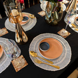 Baroque Silver 3 Rings Round 6 Table Mats Set