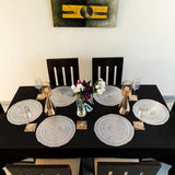 Baroque Silver 3 Rings Round 6 Table Mats Set