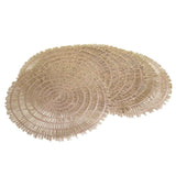 Baroque Golden Wood Grain Lace Round 6 Table Mats Set