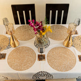 Baroque Circular Golden Interweave Round 6 Table Mats Set