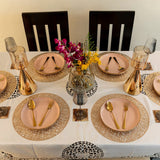 Baroque Circular Golden Interweave Round 6 Table Mats Set