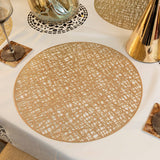 Baroque Circular Golden Interweave Round 6 Table Mats Set