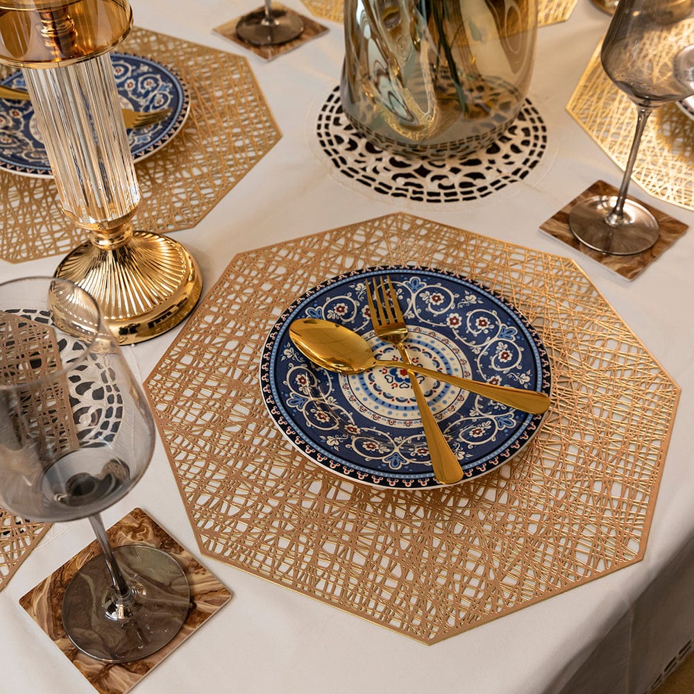 Baroque Golden Octa 6 Table Mats Set