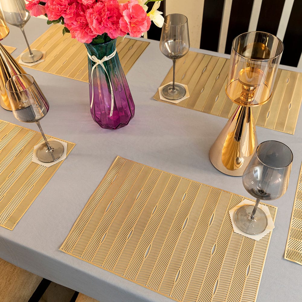 Baroque Golden Rectangle Stripes 6 Table Mats Set