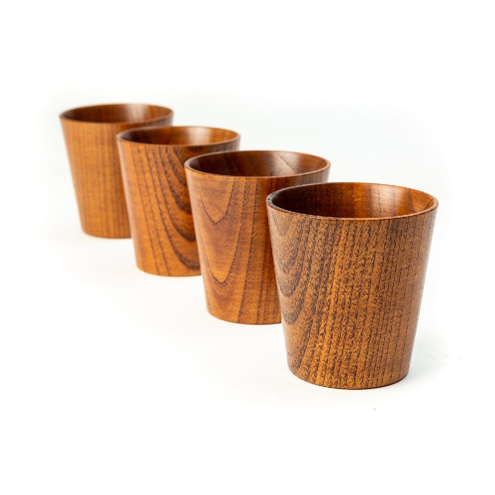 Artistic Conical Wooden Cup Set - Wooden Mug - Dinnerware - Eco Friendly - 250ml - Pack of 2