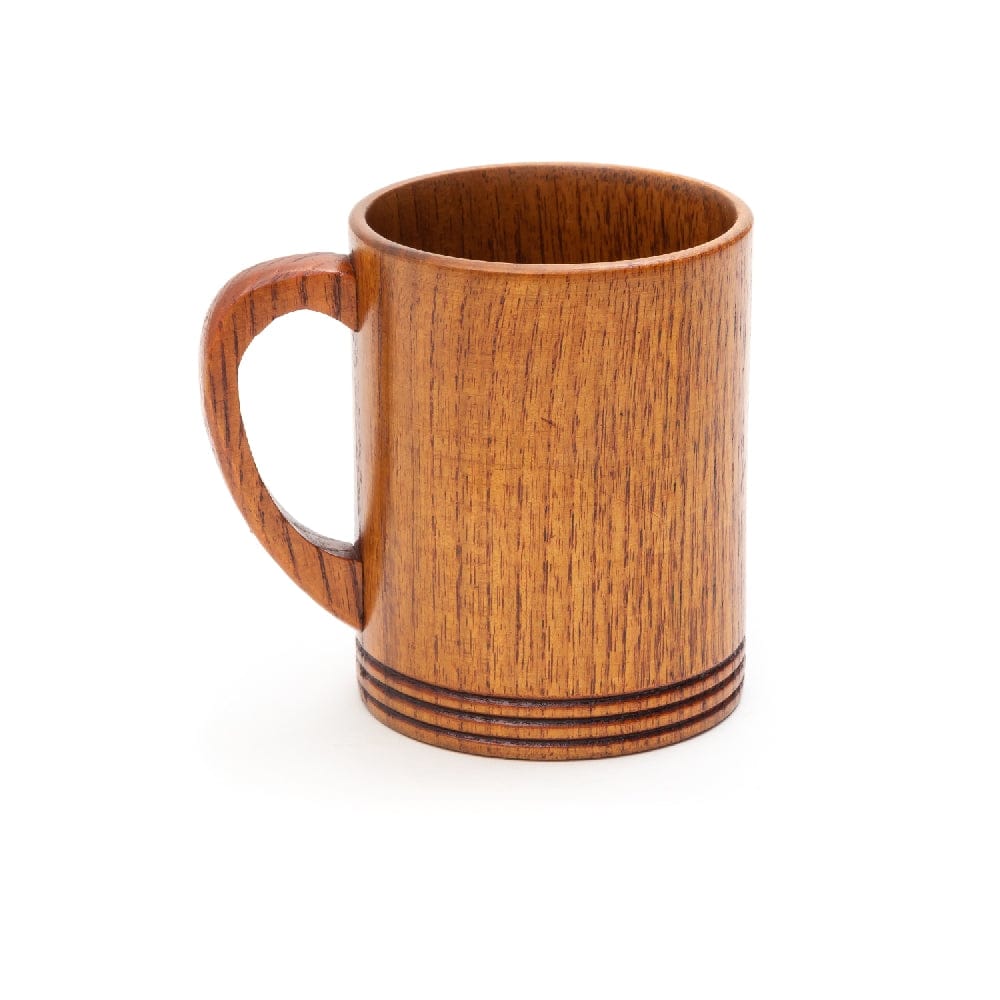 Artistic Triple Lined Wooden Mug - Lacquered Wooden - Dinnerware - Eco Friendly - 250 ml - Pack of 2