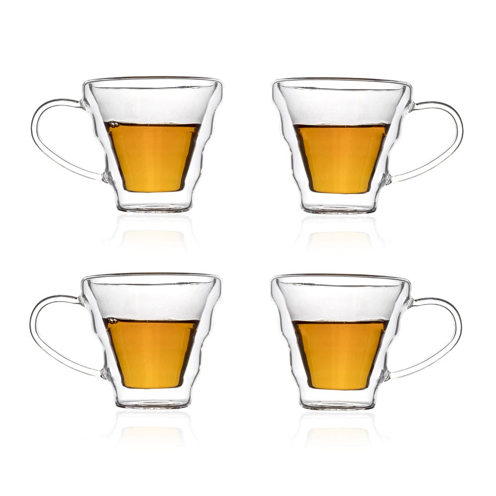Double Wall Glass Spiral Mugs (200 ml) (Pack of 4)