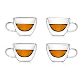 Double Wall Glass Serene Tea Cups (120 ml) (Pack of 4)