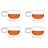 Double Wall Glass Round Mugs (200 ml) (Pack of 4)