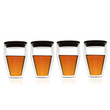 Double Wall Swag Glass with Bamboo Lid (300 ml) (Pack of 4)