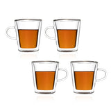 Double Wall Glass Mugs (200 ml) (Pack of 4)