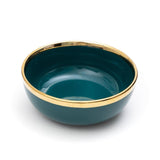 Urbane Select Class Glossy Emarald Green with Gold Lining Bone China Ceramic Bowls (7 Inch - 1100 ml) (Pack of 2)