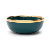 Urbane Select Class Glossy Emarald Green with Gold Lining Bone China Ceramic Bowls (7 Inch - 1100 ml) (Pack of 2)