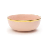 Urbane Select Class Glossy Lotus Pink with Gold Lining Bone China Ceramic Bowls (7 Inch - 1100 ml) (Pack of 2)