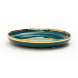 Urbane Select 7.3 Inch Bone China Plate (Glossy Emerald Green with Gold Lining) (Pack of 2)