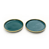 Urbane Select 7.3 Inch Bone China Plate (Glossy Emerald Green with Gold Lining) (Pack of 2)