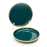 Urbane Select 7.3 Inch Bone China Plate (Glossy Emerald Green with Gold Lining) (Pack of 2)